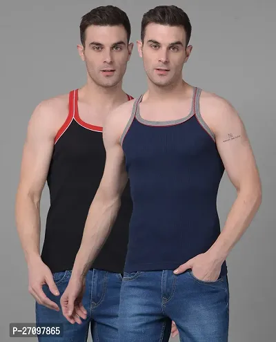 Stylish Solid Combed Cotton Racerback Styled Gym Vest Pack Of 2