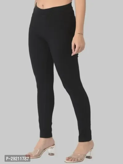 Stylish Black Cotton Blend Stretchable Jeggings For Women-thumb2