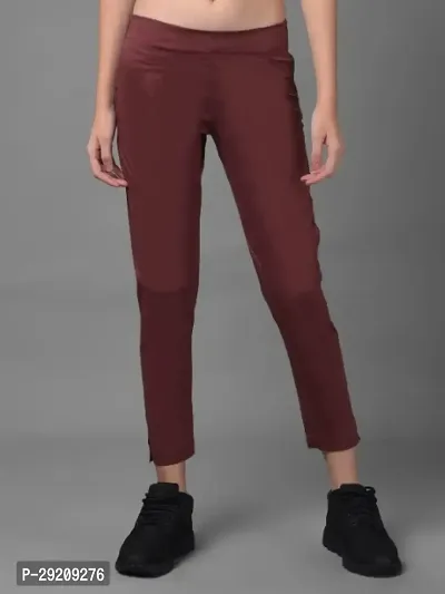 Stylish Brown Cotton Blend Solid Mid-Rise Capris For Women
