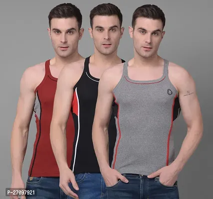 Stylish Solid Combed Cotton Racerback Styled Gym Vest Pack Of 3