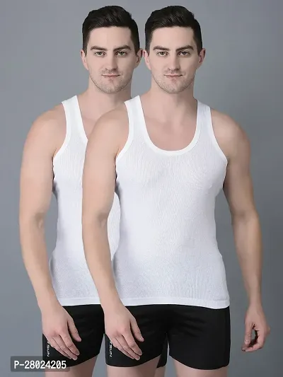 Stylish Black Cotton Solid Vests For Men- Pack Of 2