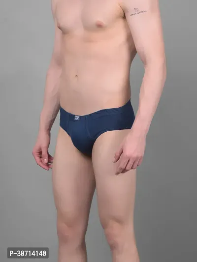 Super Combed Cotton Solid Navy Blue Briefs For Men-thumb3