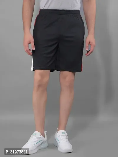 Stylish Black Polyester Solid Sports Shorts For Men-thumb0