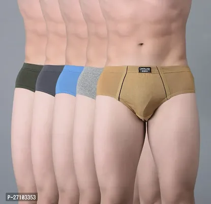 Stylish Cotton Blend Solid Briefs For Men Pack Of 5-thumb0