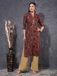 Stylish Maroon Chanderi Cotton Stitched Kurta For Women-thumb4