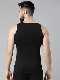 Elegant Black Cotton Solid Vests For Men- Pack Of 4-thumb1