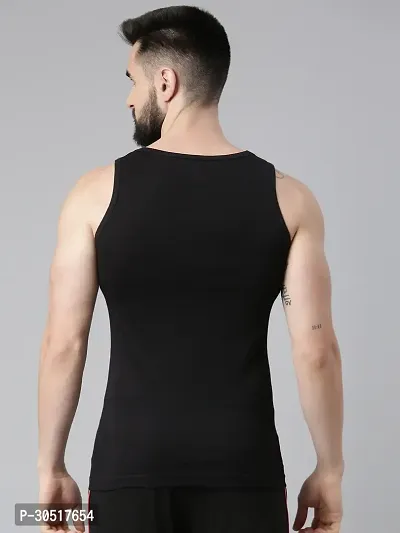 Elegant Black Cotton Solid Vests For Men- Pack Of 4-thumb2