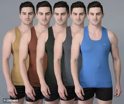 Stylish Cotton Solid Vests For Men- Pack Of 5