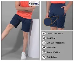 Stylish Navy Blue Polyester Solid Sports Shorts For Men-thumb4