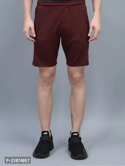 Stylish Red Polyester Solid Sports Shorts For Men