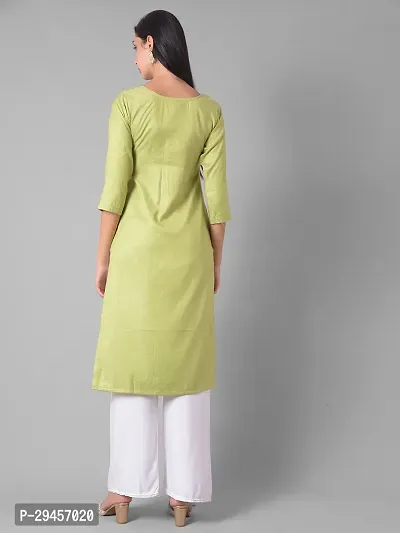 Stylish Green Cotton Blend Self Pattern Stitched Kurta For Women-thumb3