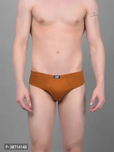 Super Combed Cotton Solid Brown Briefs For Men-thumb0