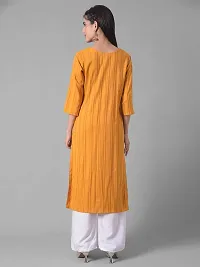 Stylish Yellow Cotton Blend Self Pattern Stitched Kurta For Women-thumb2