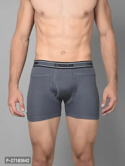 Stylish Grey Cotton Blend Solid Trunks For Men