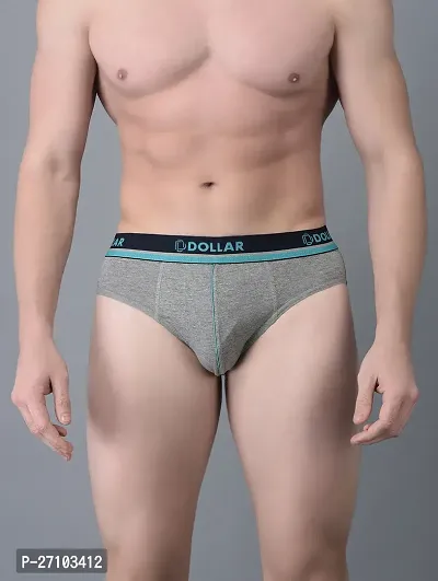 Stylish Grey Cotton Blend Solid Briefs For Men-thumb0