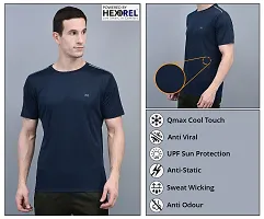 Stylish Blue Polyester Solid Regular Fit Sports Tee For Men-thumb4