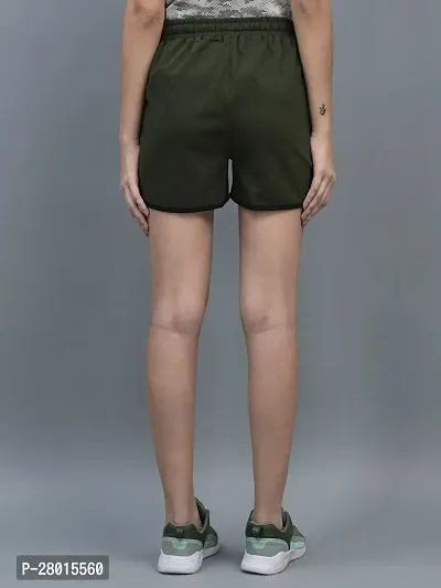 Stylish Green Cotton Blend Solid Lounge Shorts For Women-thumb4