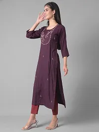 Stylish Purple Cotton Blend Self Pattern Stitched Kurta For Women-thumb1