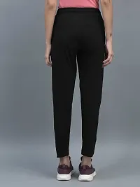 Elite Black Cotton Solid Track Pants For Women-thumb3