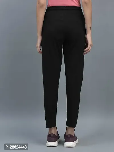 Elite Black Cotton Solid Track Pants For Women-thumb4