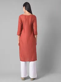 Stylish Rust Rayon Self Pattern Stitched Kurta For Women-thumb2