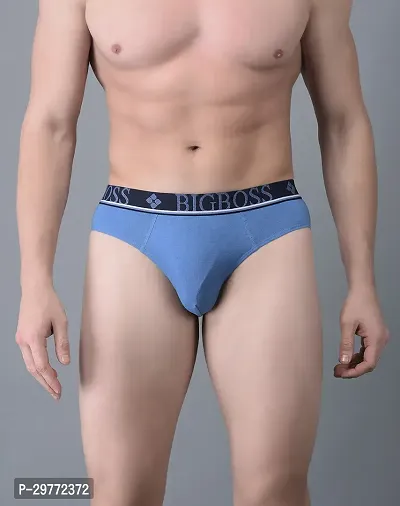 Stylish Blue Cotton Blend Solid Brief For Men