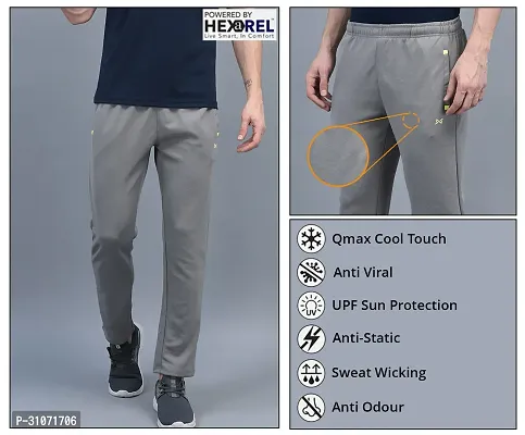 Stylish Grey Polyester Solid Regular Fit Sports Track Pant For Men-thumb5