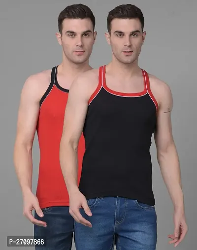 Stylish Solid Combed Cotton Racerback Styled Gym Vest Pack Of 2