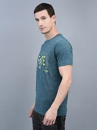 Stylish Blue Polyester Solid Regular Fit Sports Tee For Men-thumb1