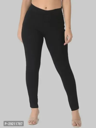 Stylish Black Cotton Blend Stretchable Jeggings For Women