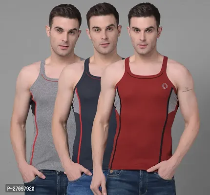 Stylish Solid Combed Cotton Racerback Styled Gym Vest Pack Of 3