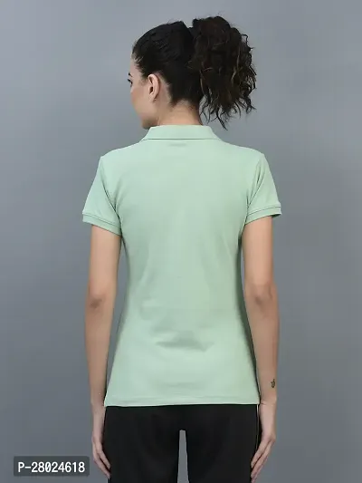 Elegant Cotton Solid Polo Neck T-Shirts For Women-thumb4