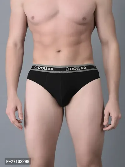 Stylish Black Cotton Blend Solid Briefs For Men-thumb0