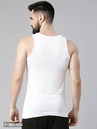 Elegant White Cotton Solid Vests For Men- Pack Of 5-thumb2