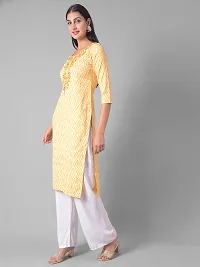 Stylish Yellow Cotton Blend Self Pattern Stitched Kurta For Women-thumb1