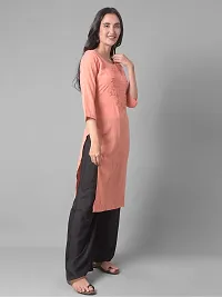 Stylish Peach Rayon Self Pattern Stitched Kurta For Women-thumb1