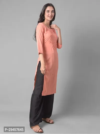 Stylish Peach Rayon Self Pattern Stitched Kurta For Women-thumb2