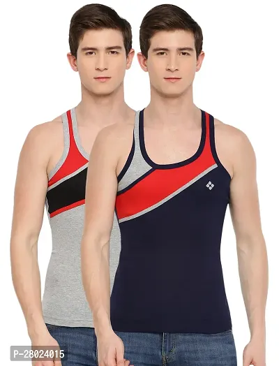 Stylish Cotton Self Pattern Vests For Men- Pack Of 2