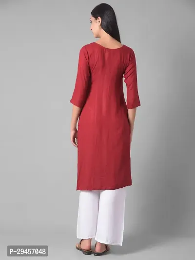 Stylish Maroon Cotton Blend Self Pattern Stitched Kurta For Women-thumb3