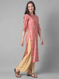 Stylish Pink Cotton Blend Self Pattern Stitched Kurta For Women-thumb1