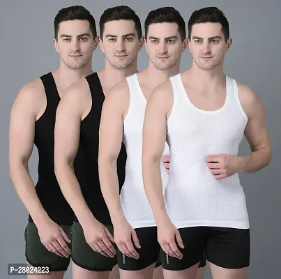 Stylish Cotton Solid Vests For Men- Pack Of 4