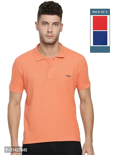 Reliable Multicoloured Cotton Solid Polos For Men Pack Of 3