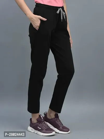 Elite Black Cotton Solid Track Pants For Women-thumb3