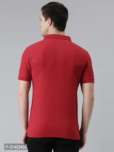 Reliable Red Cotton Solid Polos For Men-thumb2