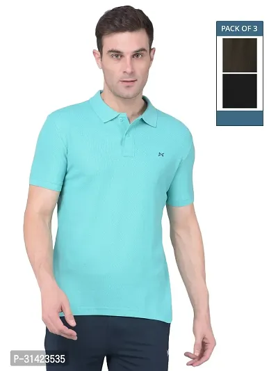 Reliable Multicoloured Cotton Solid Polos For Men Pack Of 3-thumb0