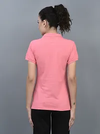 Elegant Cotton Solid Polo Neck T-Shirts For Women-thumb2