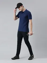 Stylish Navy Blue Cotton Solid Regular Track Pants For Men-thumb3