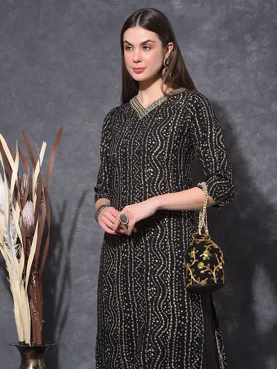 Stylish Rayon Printed A-Line Kurta