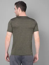 Stylish Olive Polyester Solid Regular Fit Sports Tee For Men-thumb2