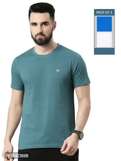 Reliable Multicoloured Cotton Solid Round Neck Tshirt For Men Pack Of 3